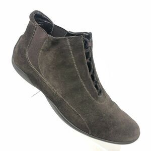 Max Mara Suede Lace Up Booties Women’s 6.5 EU 37 Elastic Gore Driving Flats